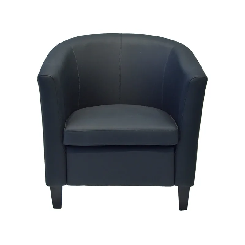 F-CC102-WH Sofia club chair in black leatherette with black wooden legs