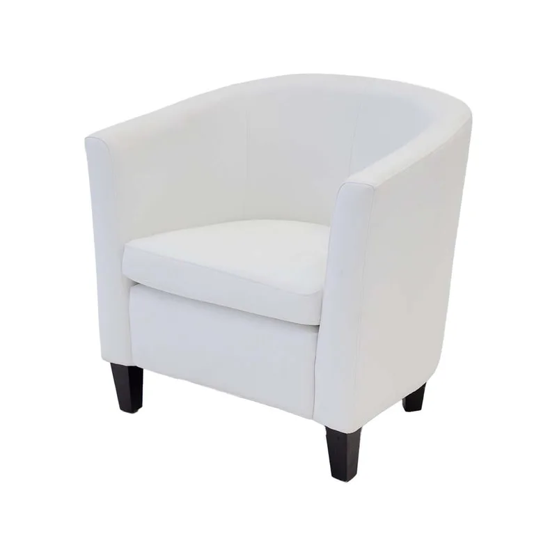 F-CC102-WH Sofia club chair in white leatherette with black wooden legs