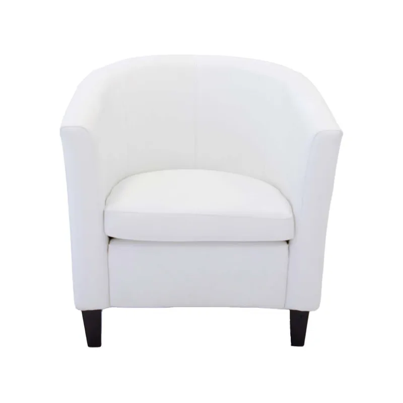 F-CC102-WH Sofia club chair in white leatherette with black wooden legs