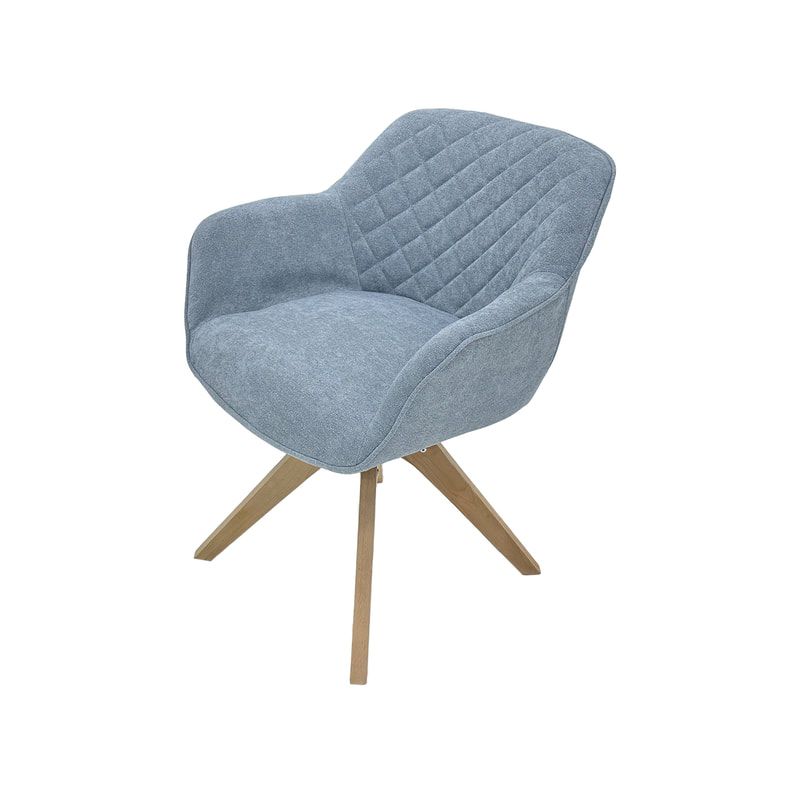 F-CC111-WH Edison club chair in grey fabric with wooden legs