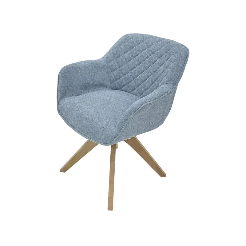 F-CC111-WH Edison club chair in grey fabric with wooden legs