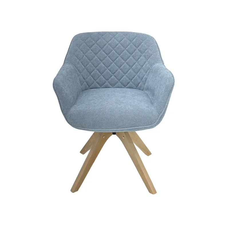 F-CC111-WH Edison club chair in grey fabric with wooden legs