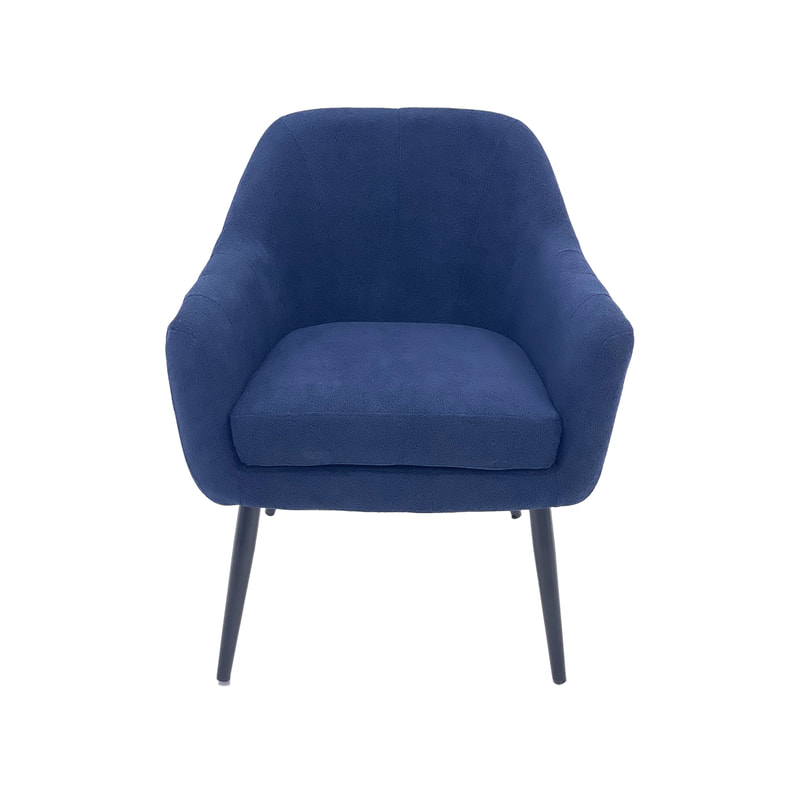 F-CC112-MB Harper club chair in midnight blue fabric with black legs