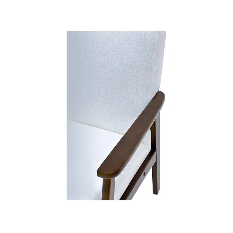 F-CC113-WH Willard club chair in White fabric with wooden frame