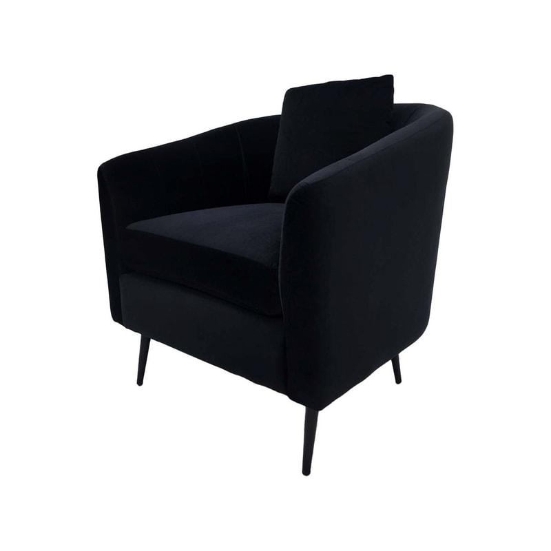 F-CC114-BL Eve club chair in black velvet with black legs