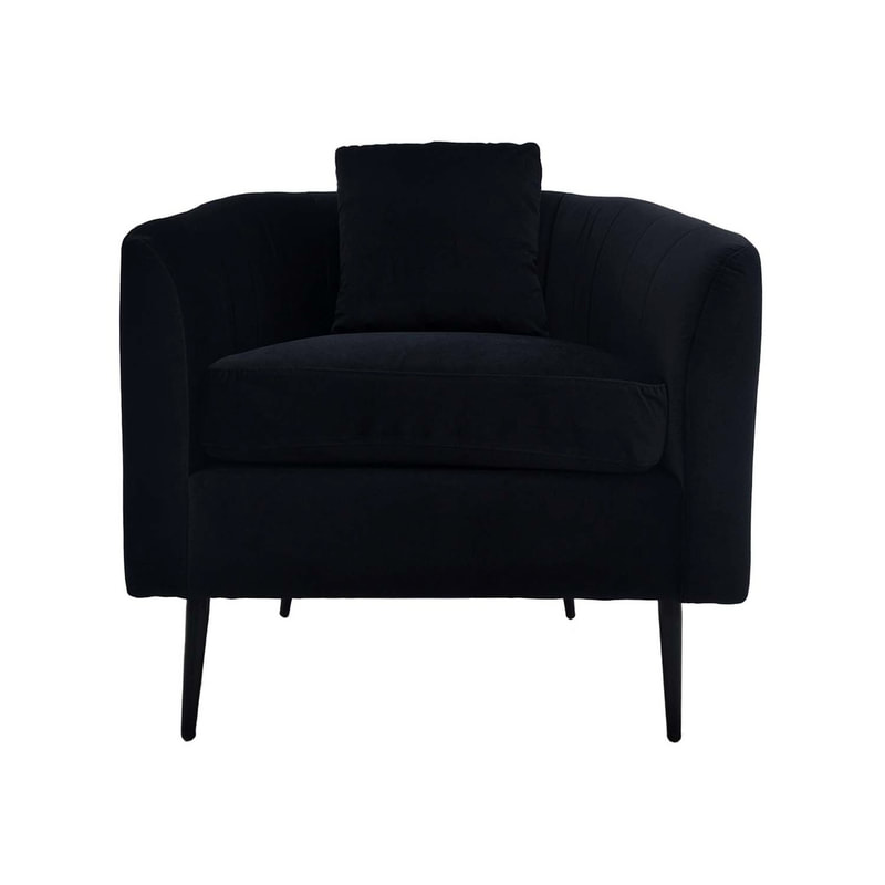 F-CC114-BL Eve club chair in black velvet with black legs
