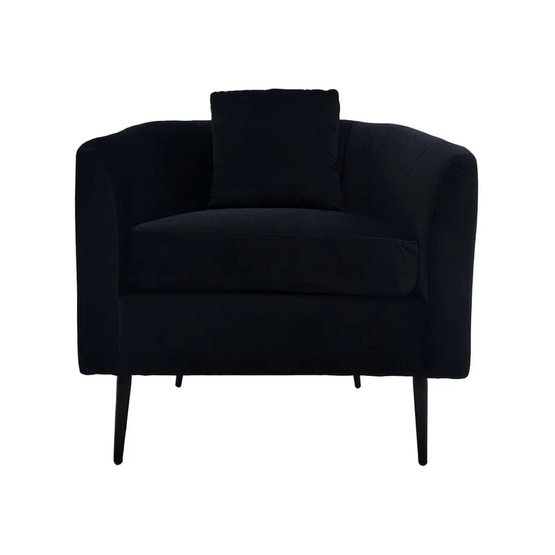 F-CC114-BL Eve club chair in black velvet with black legs