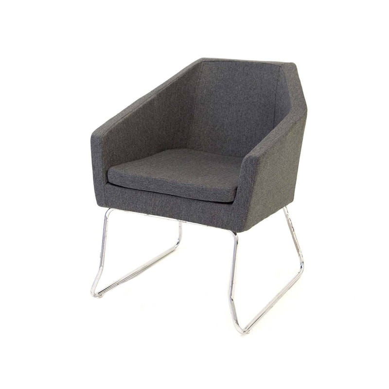 F-CC125-DG Leon club chair in dark grey fabric with metal legs