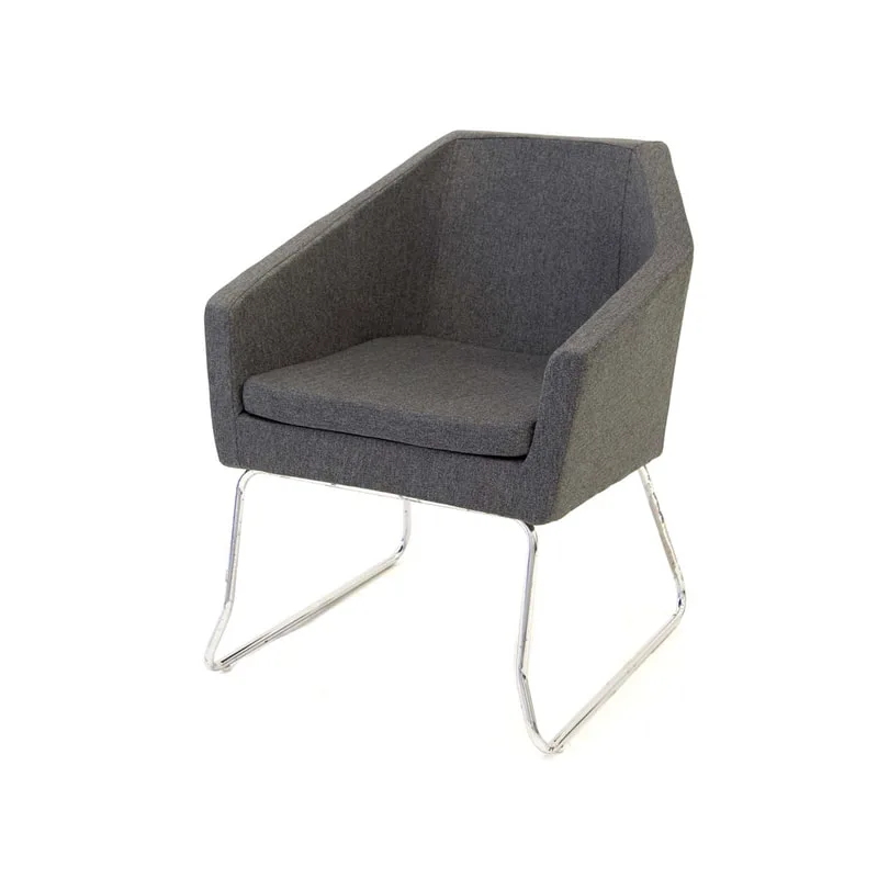 F-CC125-DG Leon club chair in dark grey fabric with metal legs