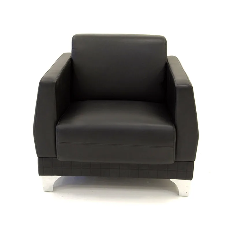 F-CC145-BL Vienna club chair in black leatherette with metal legs