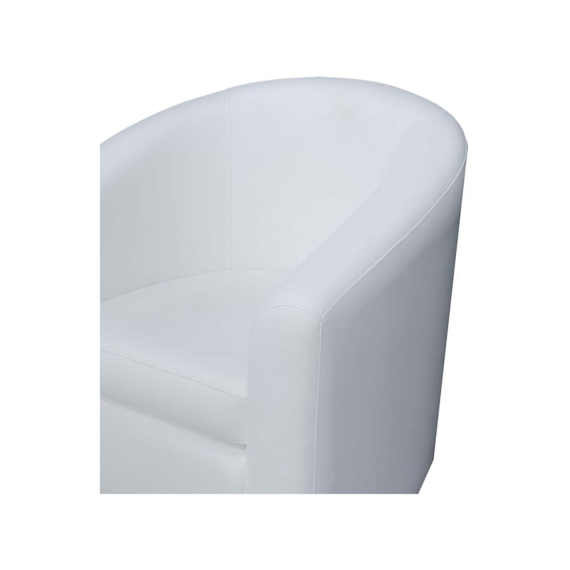 F-CC148-WH Prague club chair in white leatherette with metal legs 