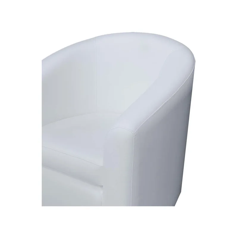 F-CC148-WH Prague club chair in white leatherette with metal legs 