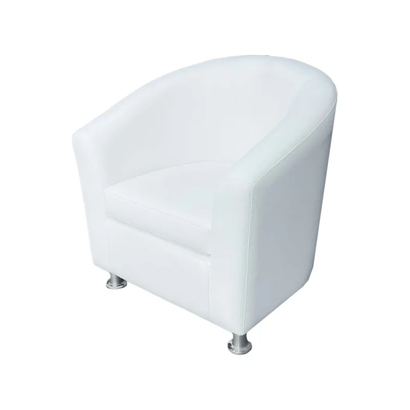 F-CC148-WH Prague club chair in white leatherette with metal legs 