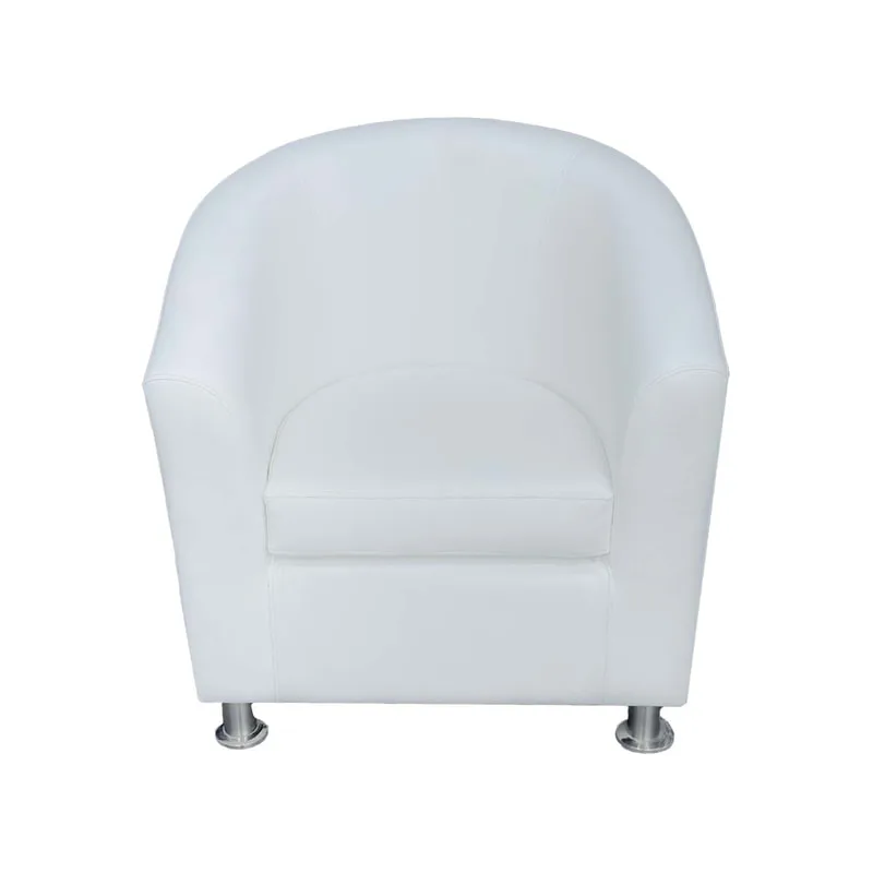 F-CC148-WH Prague club chair in white leatherette with metal legs 