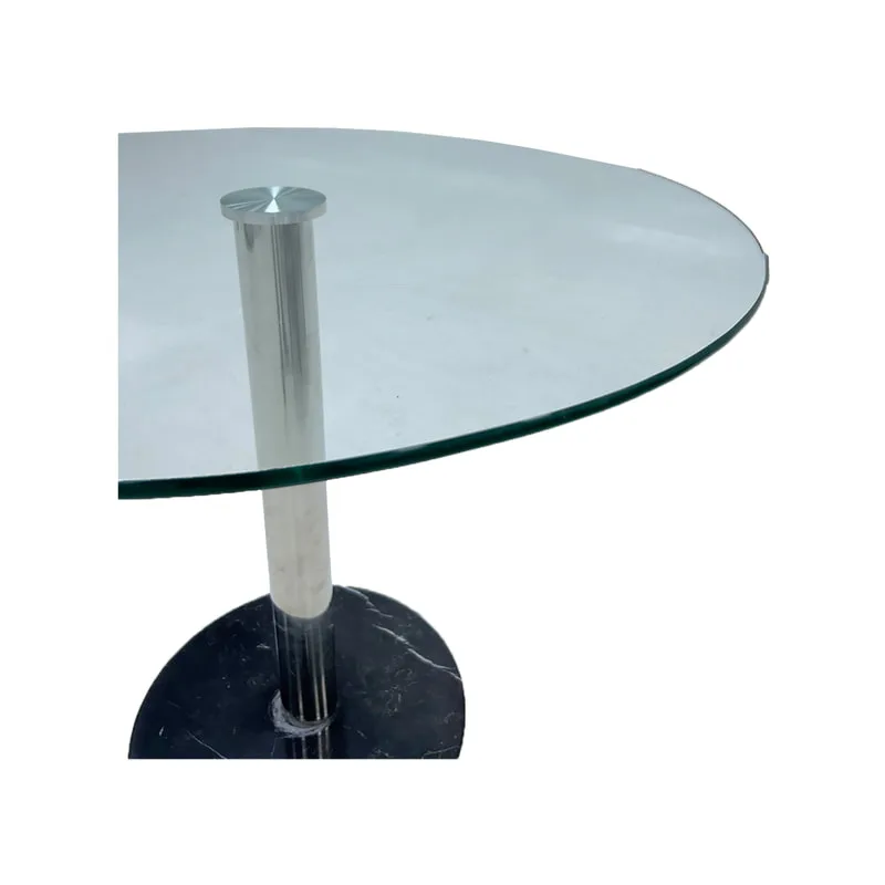 F-CF101-CL Clara round cafe table with glass top and stone base