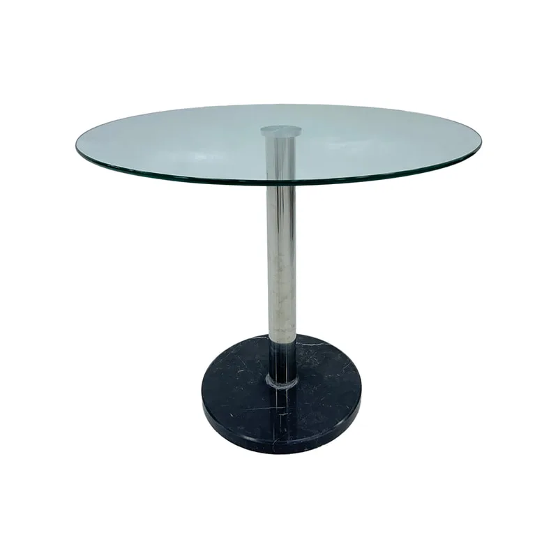 F-CF101-CL Clara round cafe table with glass top and stone base