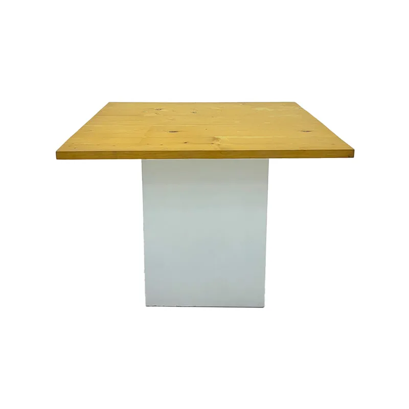 F-CF102-LW Hudson square cafe table with light wood top and white base
