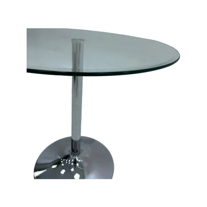 F-CF103-CL Adie round cafe table with glass top and stainless steel base