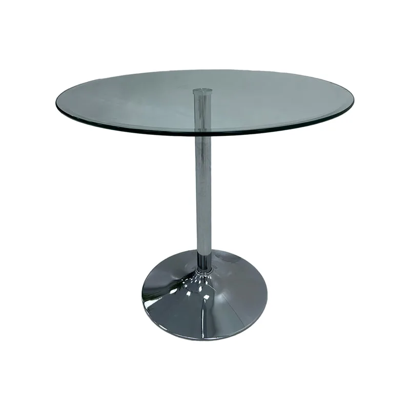 F-CF103-CL Adie round cafe table with glass top and stainless steel base