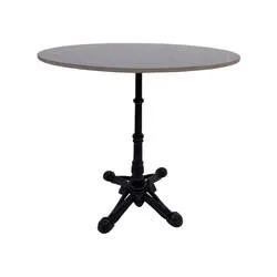F-CF105-GY Bistro Round Marble Top Table in Black Metal Base 