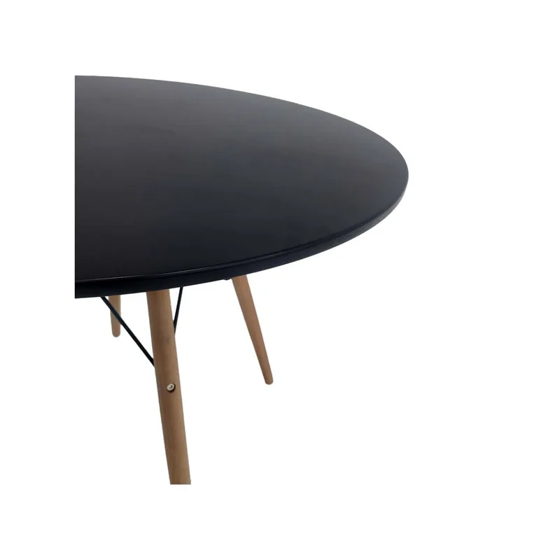 F-CF130-BL Eames cafe table with black top and wooden legs