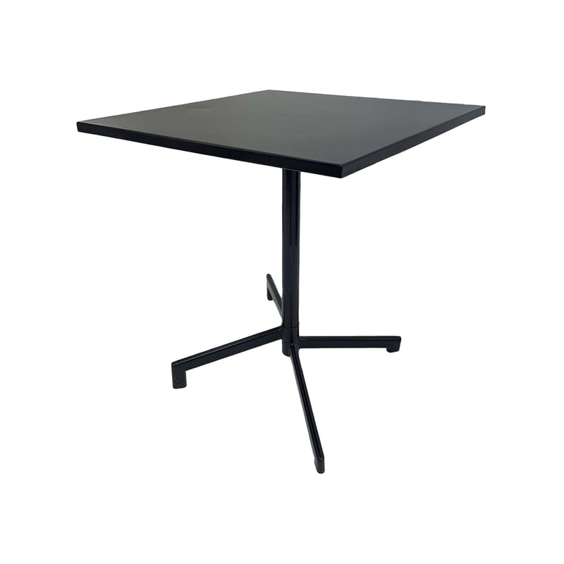 F-CF147-BL Austin cafe table in black powder coated finish with folding top