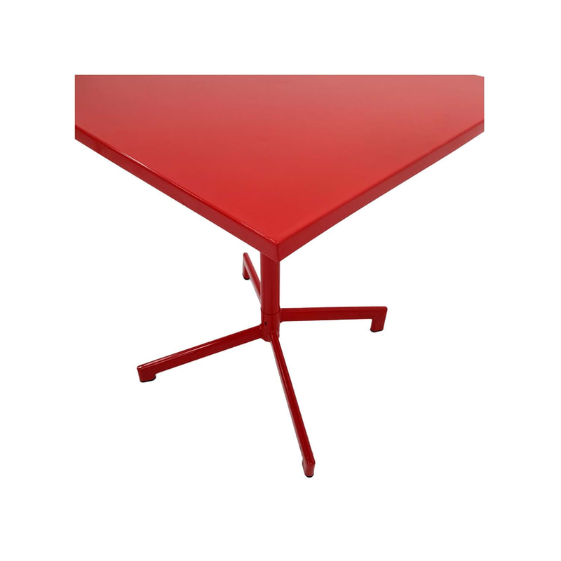 F-CF147-RE Austin cafe table in red powder coated finish with folding top