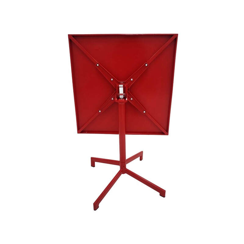 F-CF147-RE Austin cafe table in red powder coated finish with folding top