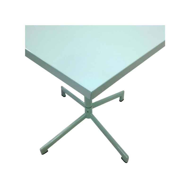 F-CF147-GM Austin cafe table in mint green powder coated finish with folding top