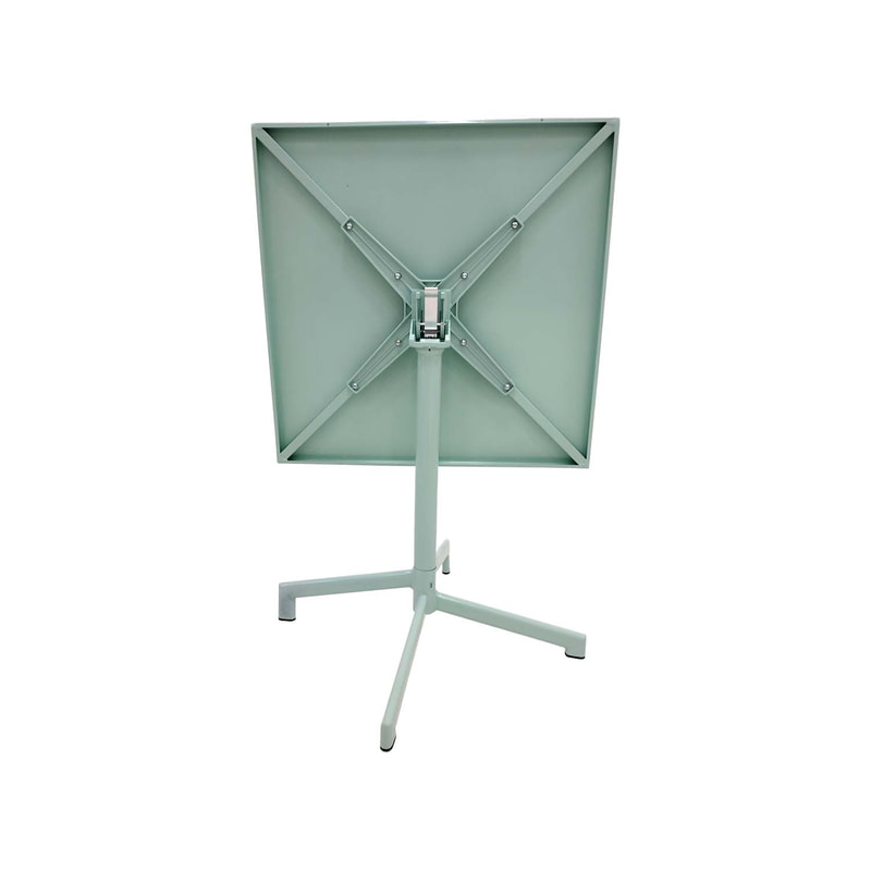F-CF147-GM Austin cafe table in mint green powder coated finish with folding top