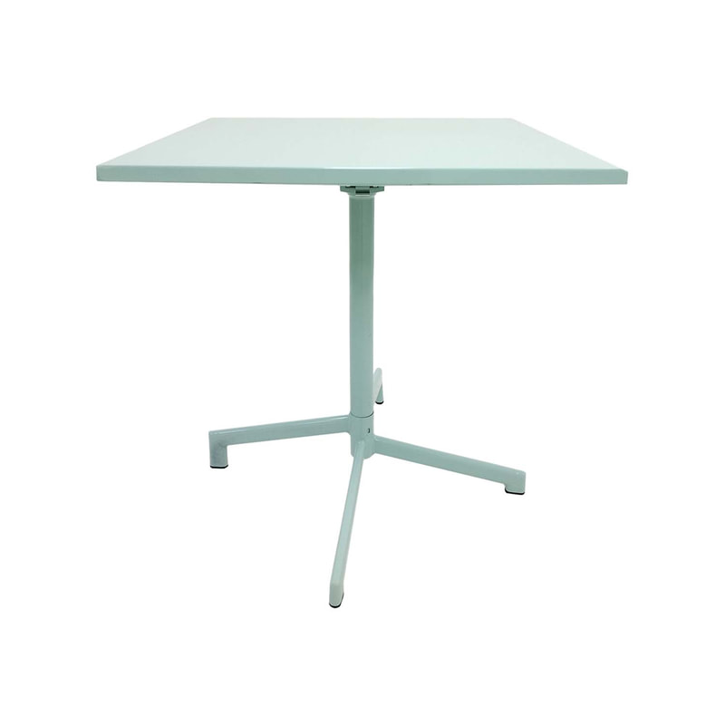 F-CF147-GM Austin cafe table in mint green powder coated finish with folding top