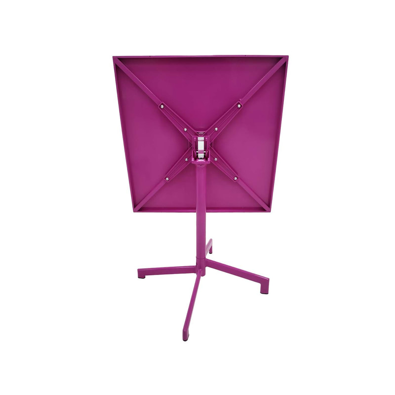 F-CF147-HP Austin cafe table in hot pink powder coated finish with folding top