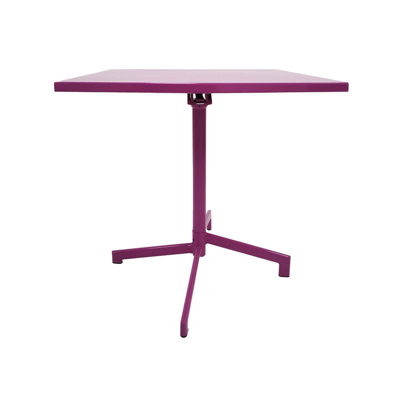 F-CF147-HP Austin cafe table in hot pink powder coated finish with folding top