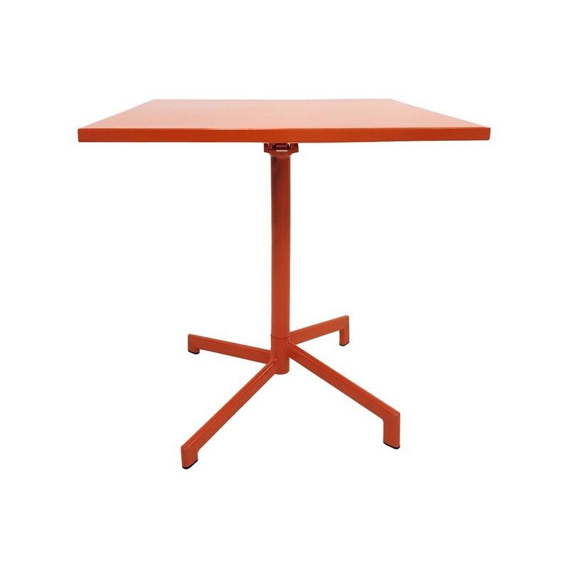 F-CF147-OR Austin cafe table in orange powder coated finish with folding top