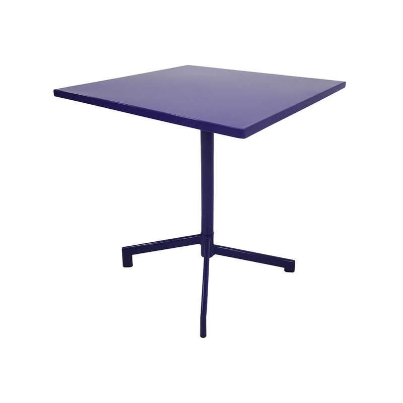 F-CF147-PR Austin cafe table in purple powder coated finish with folding top