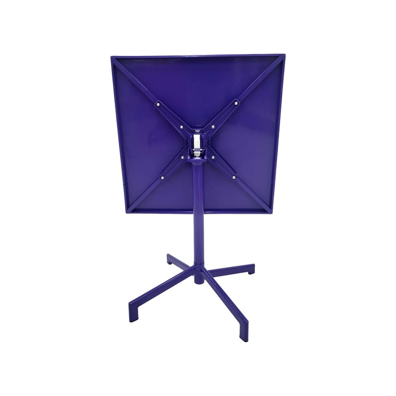 F-CF147-PR Austin cafe table in purple powder coated finish with folding top