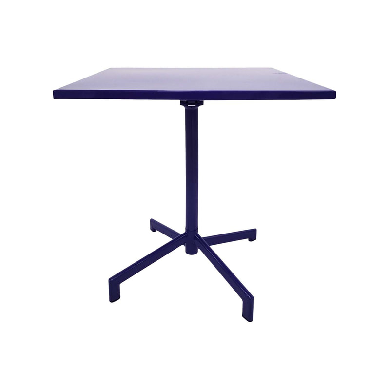 F-CF147-PR Austin cafe table in purple powder coated finish with folding top