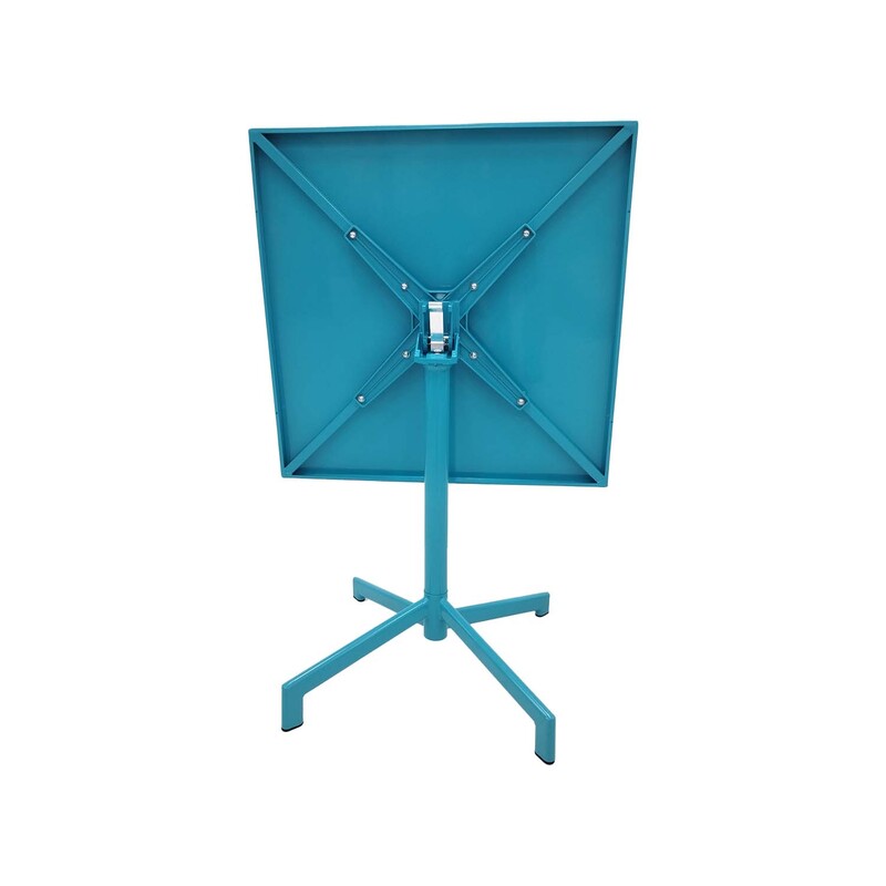 F-CF147-TQ Austin cafe table in turquoise powder coated finish with folding top