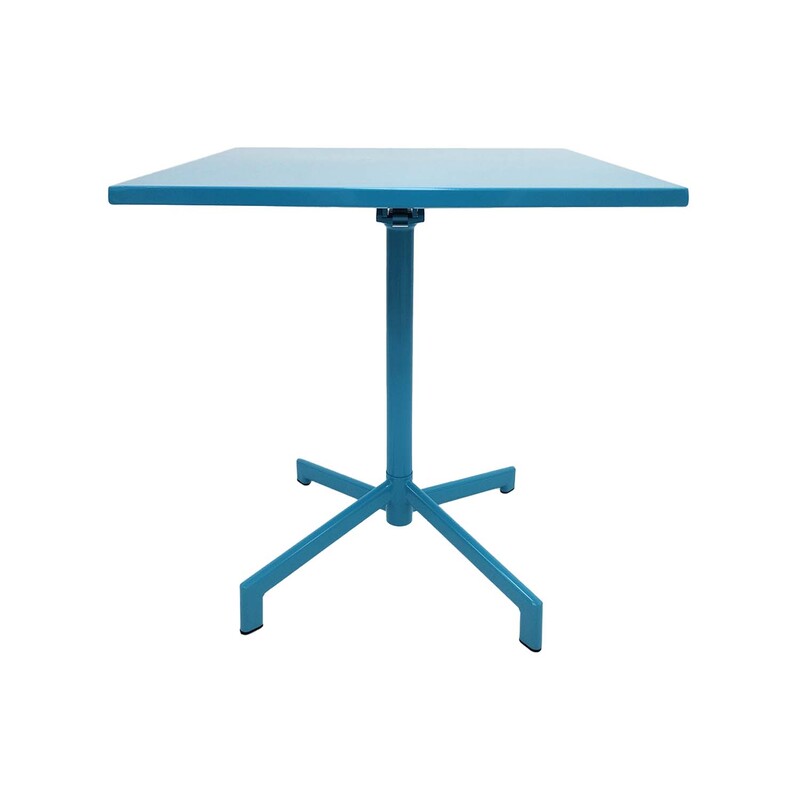 F-CF147-TQ Austin cafe table in turquoise powder coated finish with folding top