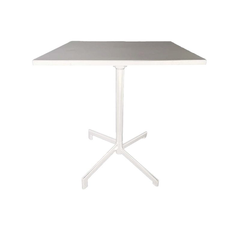 F-CF147-WH Austin cafe table in white powder coated finish with folding top