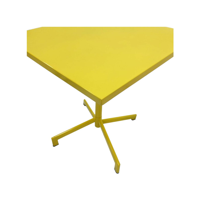 F-CF147-YL Austin cafe table in yellow powder coated finish with folding top