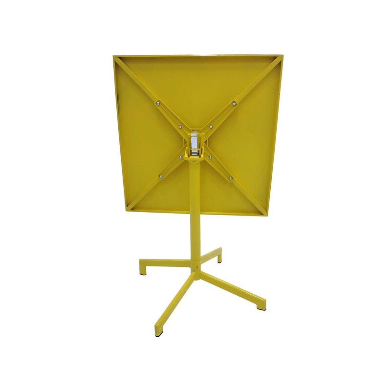 F-CF147-YL Austin cafe table in yellow powder coated finish with folding top