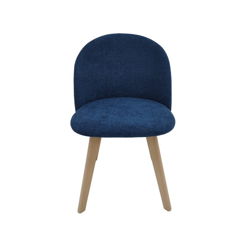 F-CH101-BU Franklin chair in mid blue fabric with wooden legs