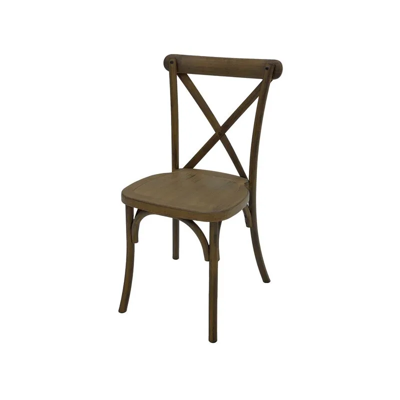 F-CH102-BD Carissa cross-back chair in dark wood-effect finish