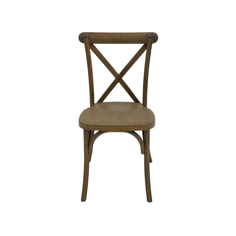 F-CH102-BD Carissa cross-back chair in dark wood-effect finish