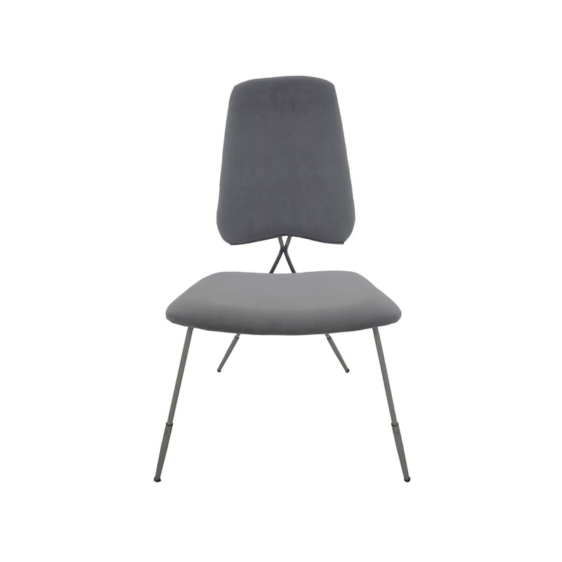 F-CH108-SI Ziggy chair in silver grey velvet with silver plated frame