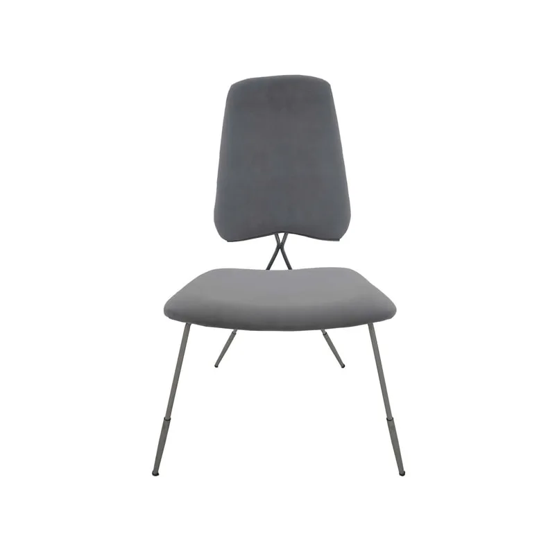 F-CH108-SI Ziggy chair in silver grey velvet with silver plated frame