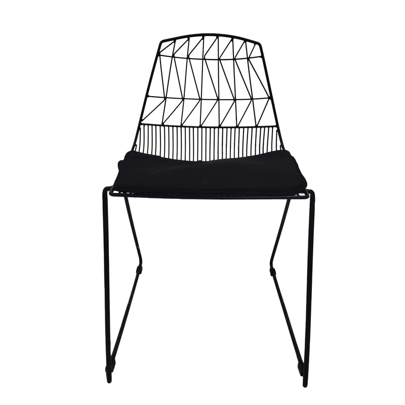 F-CH129-BL Arrow chair with black metal frame