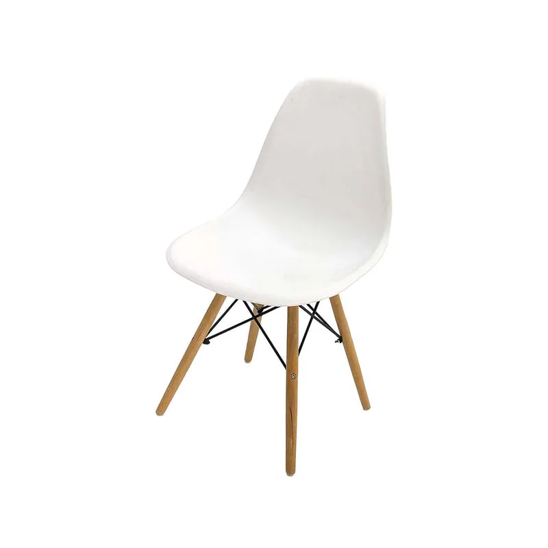 F-CH130-WH Eames chair in white with wooden legs 