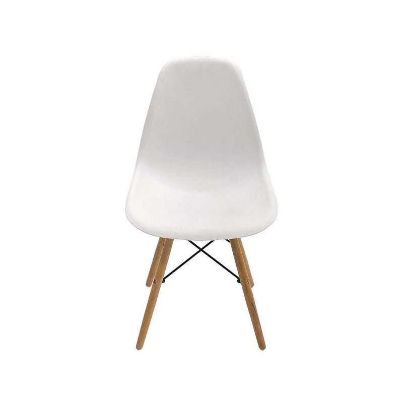 F-CH130-WH Eames chair in white with wooden legs 